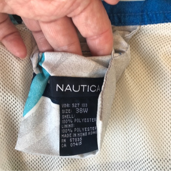 Nautica size 38 swim trunks  blue, light gray turquoise & navy - Picture 8 of 9